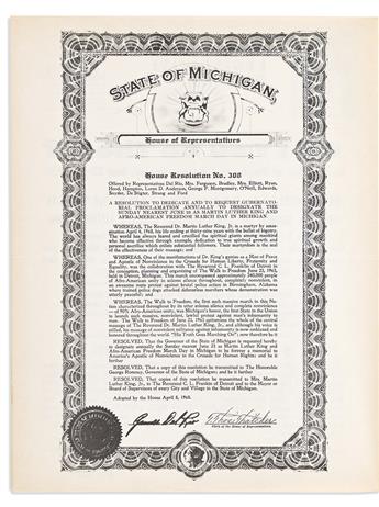 (CIVIL RIGHTS.) James Del Rio. Legislative report issued by a Detroit state representative, calling for a march to honor Dr. King.